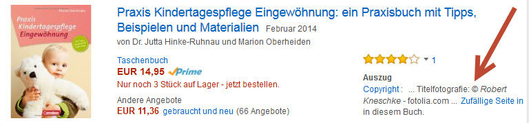 Beispiel für einen Treffer bei der Suche nach Fotografen-Namen bei Amazon.de