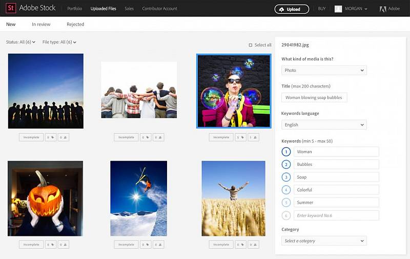 Upload-Ansicht im neuen Adobe Stock Contributor Portal